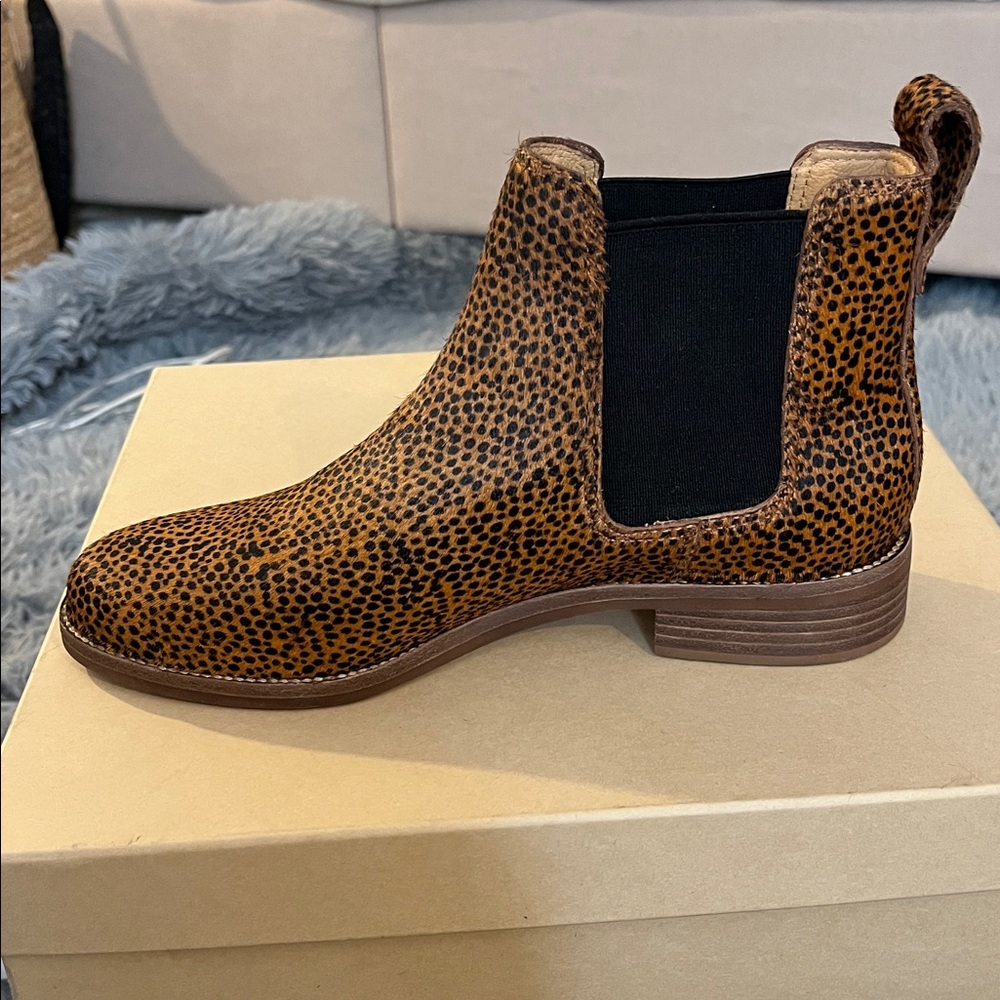 New Madewell calf hair Leopard Print Ankle Boots